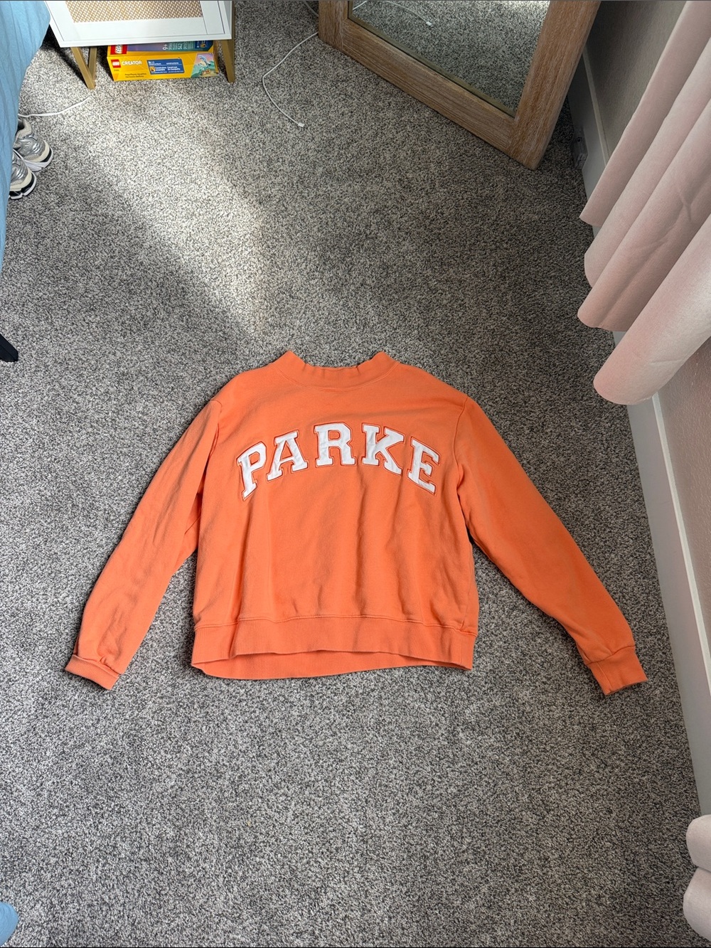 Parke Women's Orange Crewneck Pullover Sweatshirt
